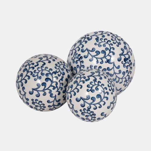 Sagebrook Home Cer S/3 Chinoiserie Fern Orbs 4/5/6" Blue/wht Wishlist Create New