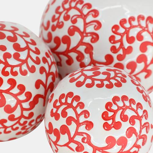 Sagebrook Home Cer S/3 Fern Orbs 4/5/6" White/red Wishlist Create New