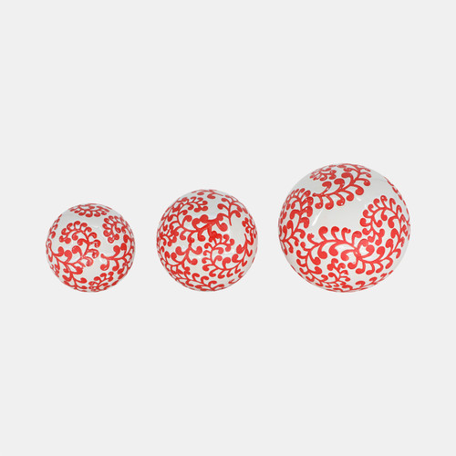 sagebrook home Cer S/3 Fern Orbs 4/5/6" White/red Wishlist Create New