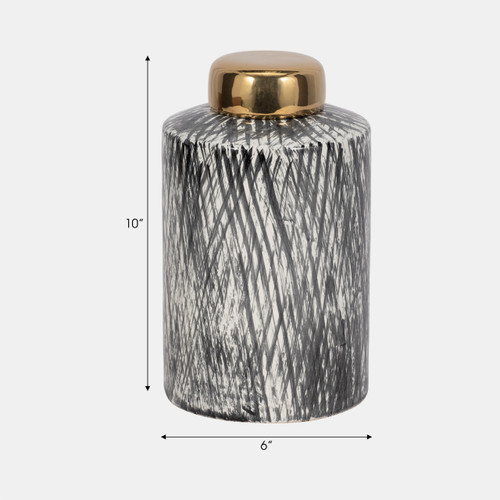 Sagebrook Home Ceramic 10" Ginger Jar Black/white Wishlist Create New