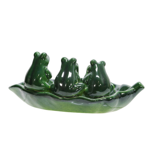 Sagebrook Home Ceramic 12" Frog Trio Bird Feeder Green Wishlist Create New
