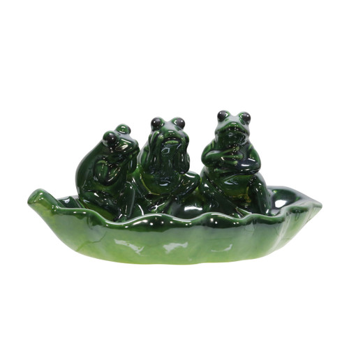 sagebrook home Ceramic 12" Frog Trio Bird Feeder Green Wishlist Create New