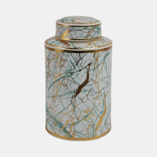 Sagebrook Home Ceramic 12" Jar With Gold Lid Green Wishlist Create New