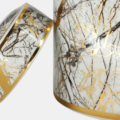 Sagebrook Home Ceramic 12" Jar With Gold Lid White Wishlist Create New