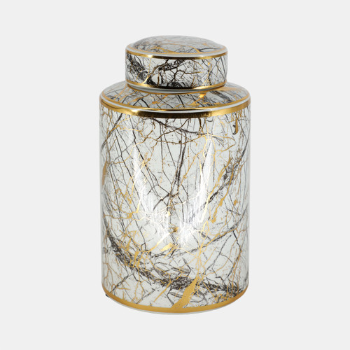 sagebrook home Ceramic 12" Jar With Gold Lid White Wishlist Create New