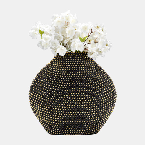 Sagebrook Home Ceramic 16" Beaded Vase Black/gold Wishlist Create New