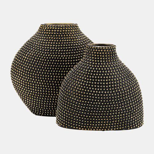 Sagebrook Home Ceramic 16" Beaded Vase Black/gold Wishlist Create New