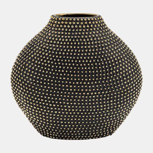 sagebrook home Ceramic 16" Beaded Vase Black/gold Wishlist Create New