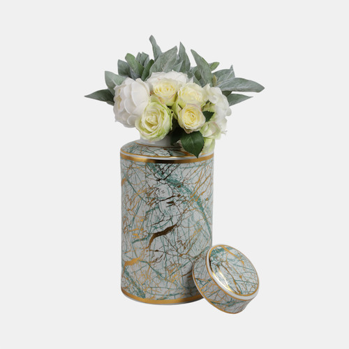 Sagebrook Home Ceramic 16" Jar With Gold Lid Green Wishlist Create New