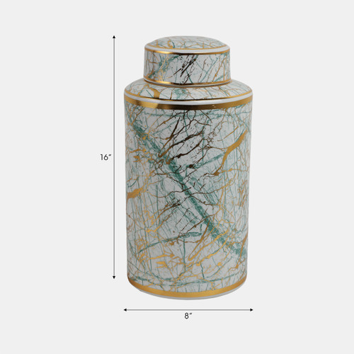 Sagebrook Home Ceramic 16" Jar With Gold Lid Green Wishlist Create New