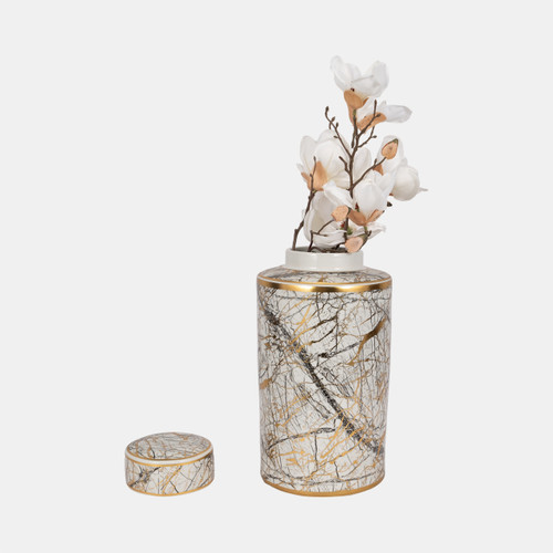 Sagebrook Home Ceramic 16" Jar With Gold Lid White Wishlist Create New