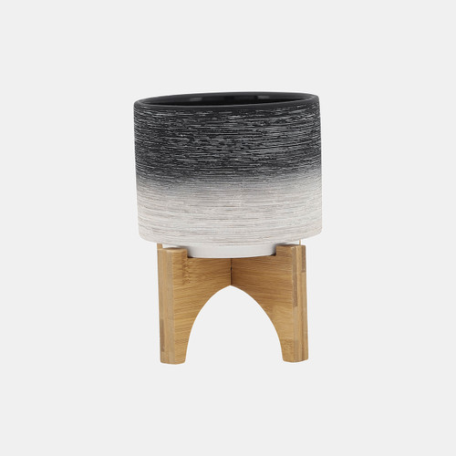 sagebrook home Ceramic 5" Planter On Wooden Stand Gray Wishlist Create New