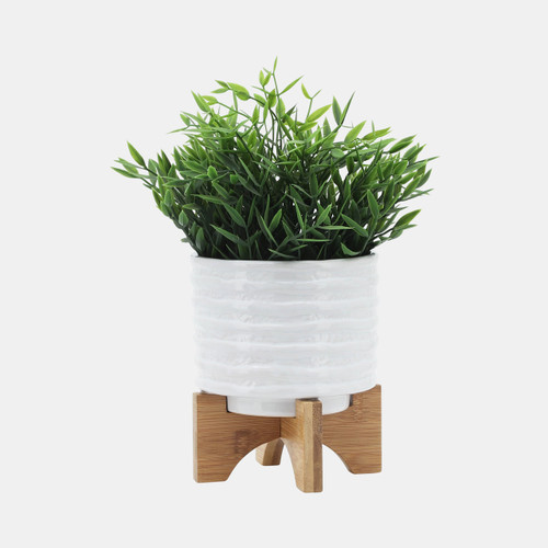 Sagebrook Home Ceramic 6" Planter On Stand White Stripe Wishlist Create New