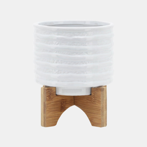 sagebrook home Ceramic 6" Planter On Stand White Stripe Wishlist Create New