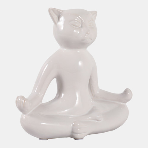 Sagebrook Home Ceramic 7" Yoga Cat White Wishlist Create New