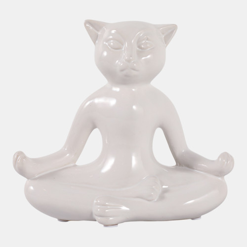 sagebrook home Ceramic 7" Yoga Cat White Wishlist Create New