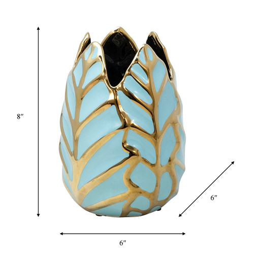 Sagebrook Home Ceramic 8"h Leaf Vase Green Wishlist Create New