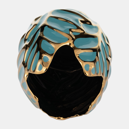 Sagebrook Home Ceramic 8"h Leaf Vase Turquoise/gold Wishlist Create New
