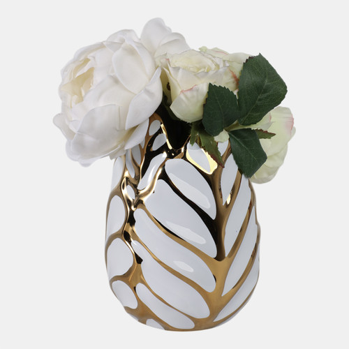 Sagebrook Home Ceramic 8" Leaf Vase White/gold Wishlist Create New