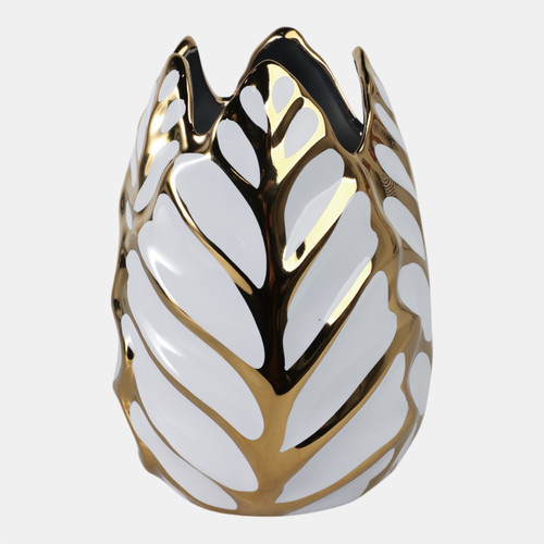 sagebrook home Ceramic 8" Leaf Vase White/gold Wishlist Create New