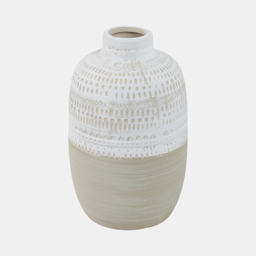 sagebrook home Ceramic 8" Tribal Vase Beige Wishlist Create New