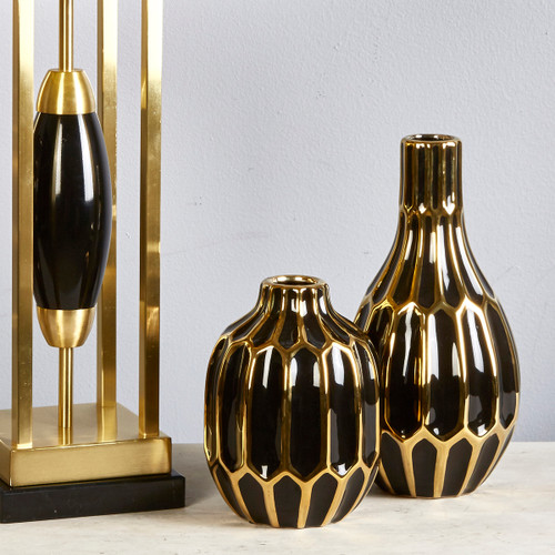 Sagebrook Home Ceramic Vase 8" Black/gold Wishlist Create New