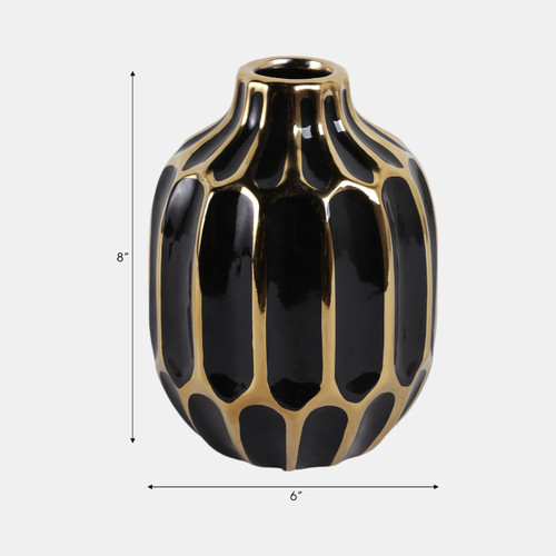Sagebrook Home Ceramic Vase 8" Black/gold Wishlist Create New