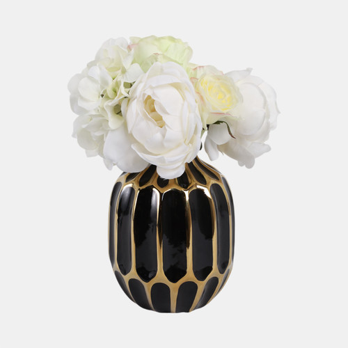 Sagebrook Home Ceramic Vase 8" Black/gold Wishlist Create New