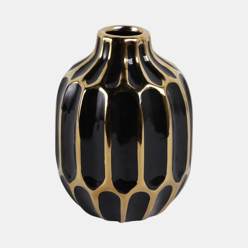 sagebrook home Ceramic Vase 8" Black/gold Wishlist Create New