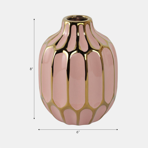 Sagebrook Home Ceramic Vase 8" Blush/gold Wishlist Create New