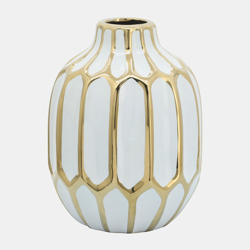 Sagebrook Home Ceramic Vase 8" White/gold Wishlist Create New