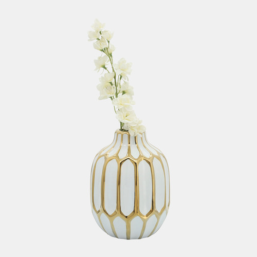 Sagebrook Home Ceramic Vase 8" White/gold Wishlist Create New