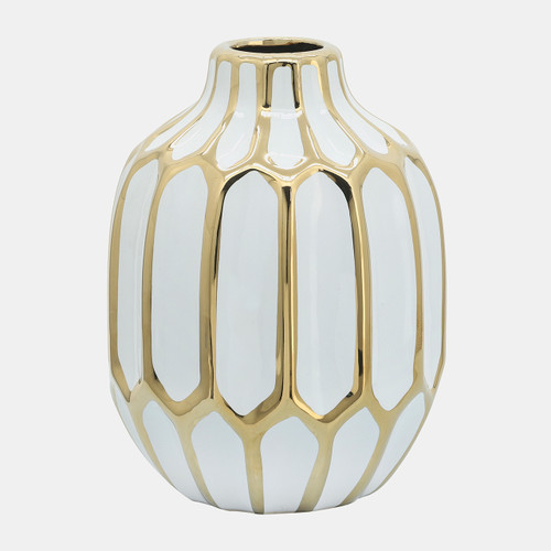 sagebrook home Ceramic Vase 8" White/gold Wishlist Create New