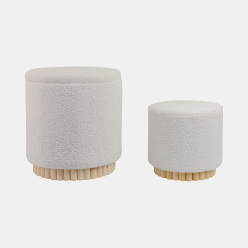 Sagebrook Home Fluted S/2 13/19" Boucle Ottoman White Wishlist Create New