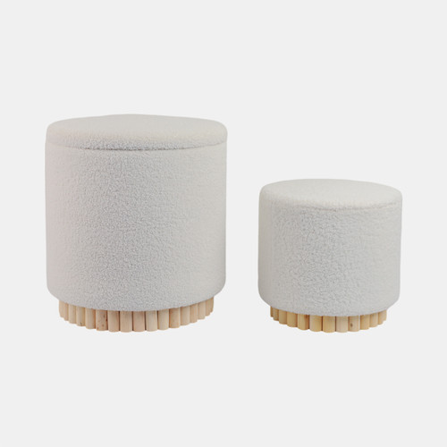 sagebrook home Fluted S/2 13/19" Boucle Ottoman White Wishlist Create New