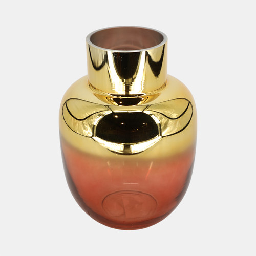 sagebrook home Glass 10"h Metallic Vase Pink/gold Wishlist Create New