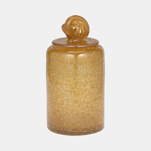 sagebrook home Glass 10" Jar W/ Knot Lid Amber Bubble Wishlist Create New