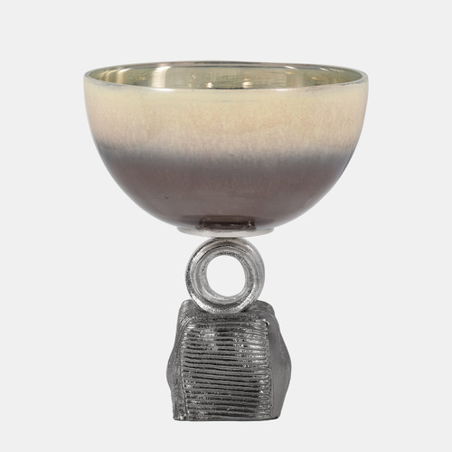 sagebrook home Glass 12" Bowl On Metal Base Multi Kd Wishlist Create New