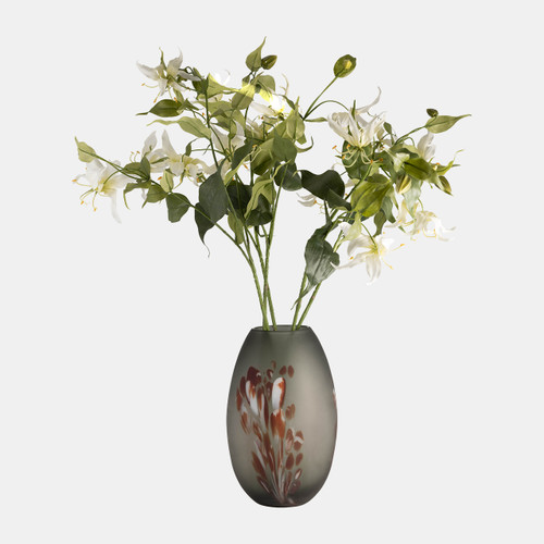 Sagebrook Home Glass 12''h Frosted Vase With Red Detail-gray Wishlist Create New