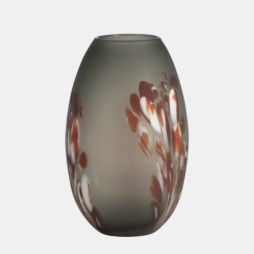 Sagebrook Home Glass 12''h Frosted Vase With Red Detail-gray Wishlist Create New