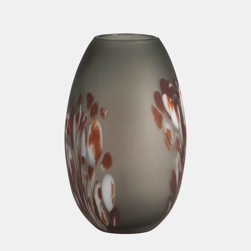 Sagebrook Home Glass 12''h Frosted Vase With Red Detail-gray Wishlist Create New