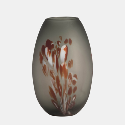 sagebrook home Glass 12''h Frosted Vase With Red Detail-gray Wishlist Create New