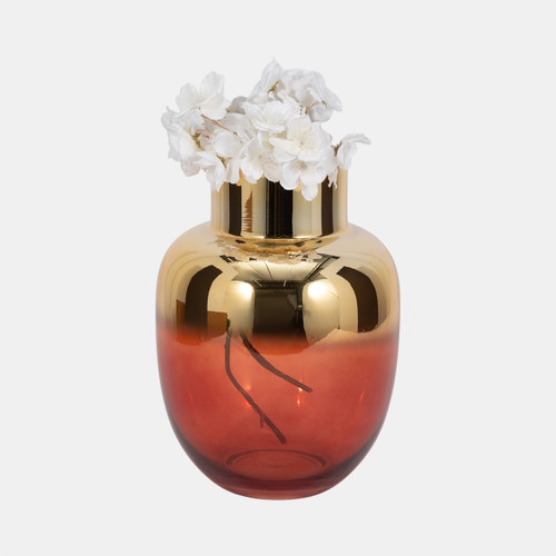 Sagebrook Home Glass 12"h Metallic Vase Pink/gold Wishlist Create New