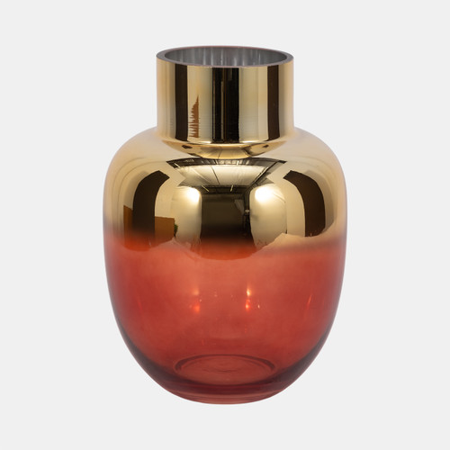 sagebrook home Glass 12"h Metallic Vase Pink/gold Wishlist Create New