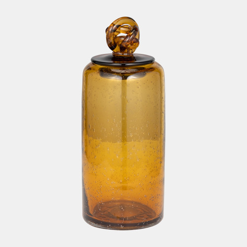 Sagebrook Home Glass 12" Jar W/ Knot Lid Dark Amber Wishlist Create New