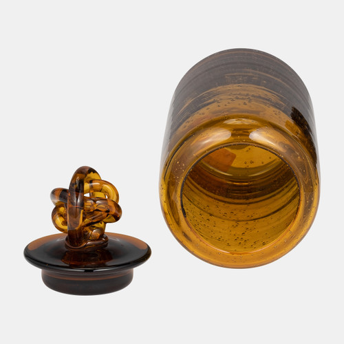 Sagebrook Home Glass 12" Jar W/ Knot Lid Dark Amber Wishlist Create New