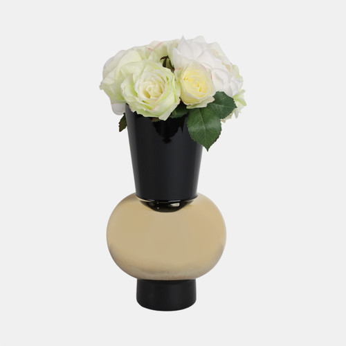 Sagebrook Home Glass 12" Totem Vase Black/gold Wishlist Create New
