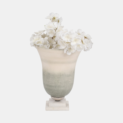 Sagebrook Home Glass 12" Vase On Marble Base Sage/ivory Kd Wishlist Create New