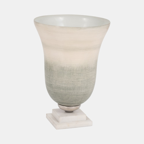Sagebrook Home Glass 12" Vase On Marble Base Sage/ivory Kd Wishlist Create New