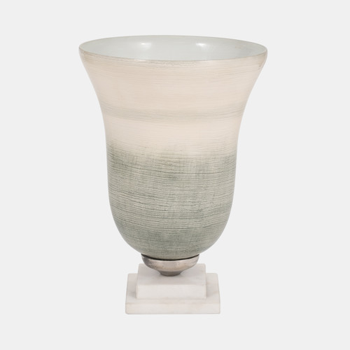 Sagebrook Home Glass 12" Vase On Marble Base Sage/ivory Kd Wishlist Create New